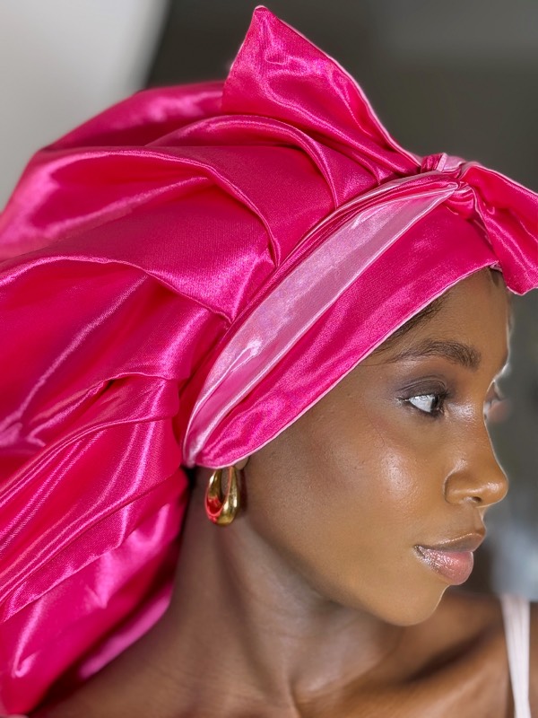 Hot pink & Baby pink strap bonnet