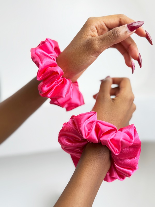 Hot pink scrunchies 